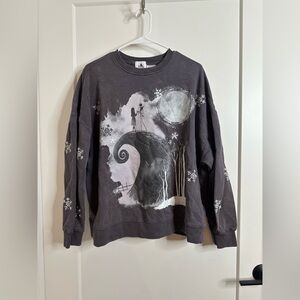 Disney The Nightmare Before Christmas Sweatshirt Gray Jack & Sally Size Large